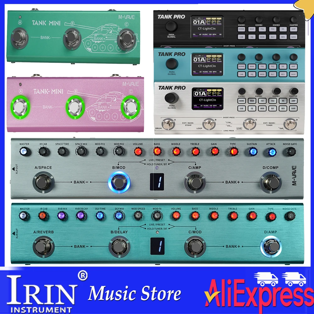 m-vave-tank-g-b-mini-hub-inalambrico-para-guitarra--9-preamplificadores-8-ranuras-ir-noise-gate--sincronizador-midi-bluetooth-y-equipo-de-escenario-recargable-con-20-horas-de-autonomia