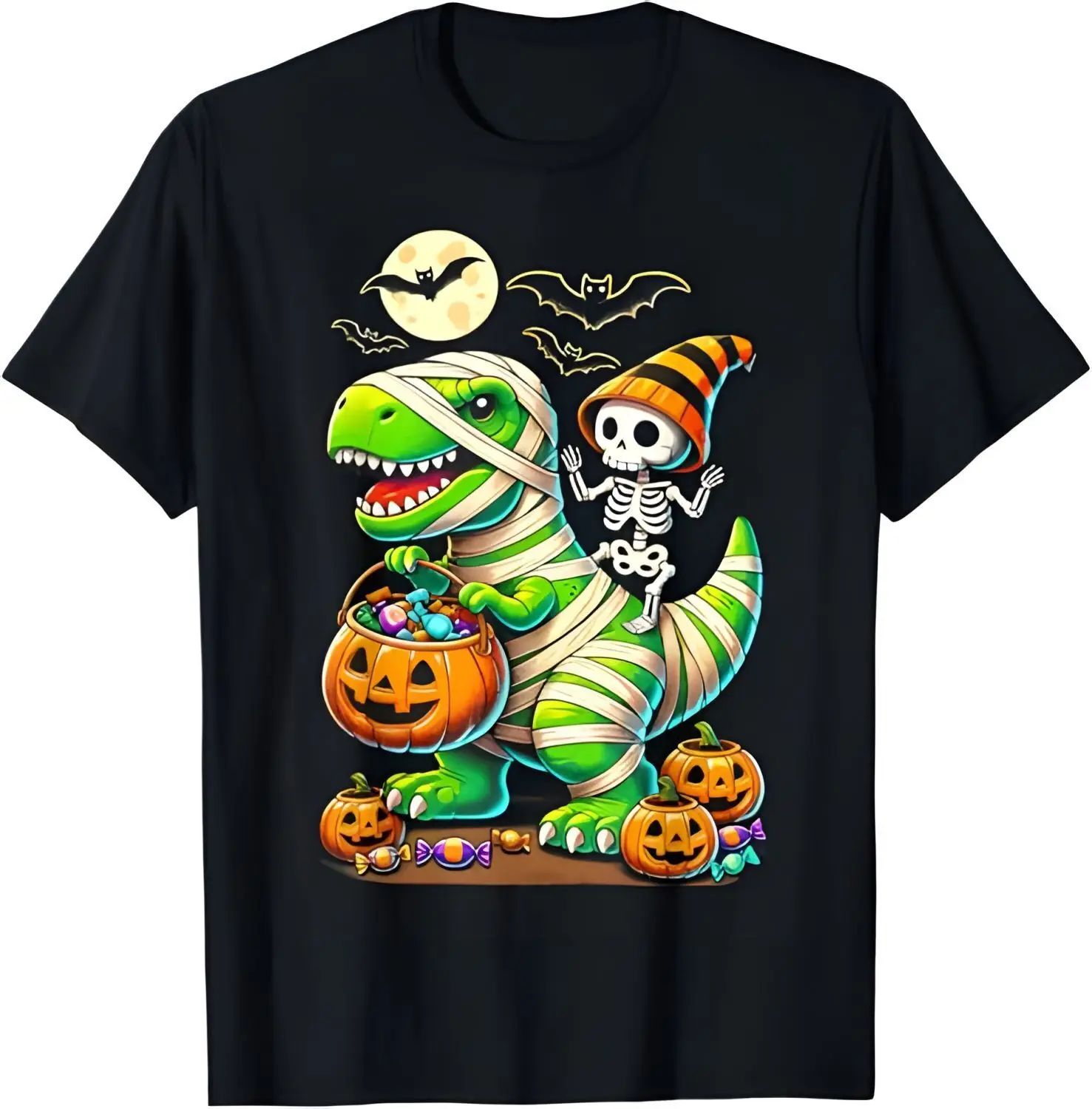 Halloween Funny T Rex Dinosaur Mummy Boys Trick Treat T-Shirt