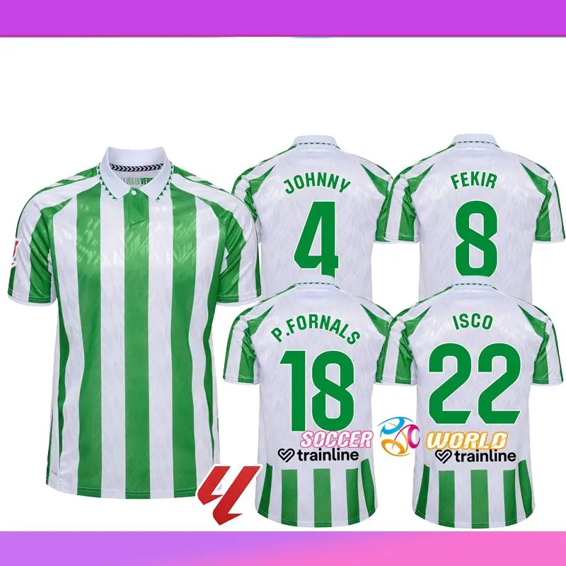 

Moto New Arrivals Autumn Spanish Fan Exclusive Jersey Green and White Striped Top Betis Daily Training Clothing