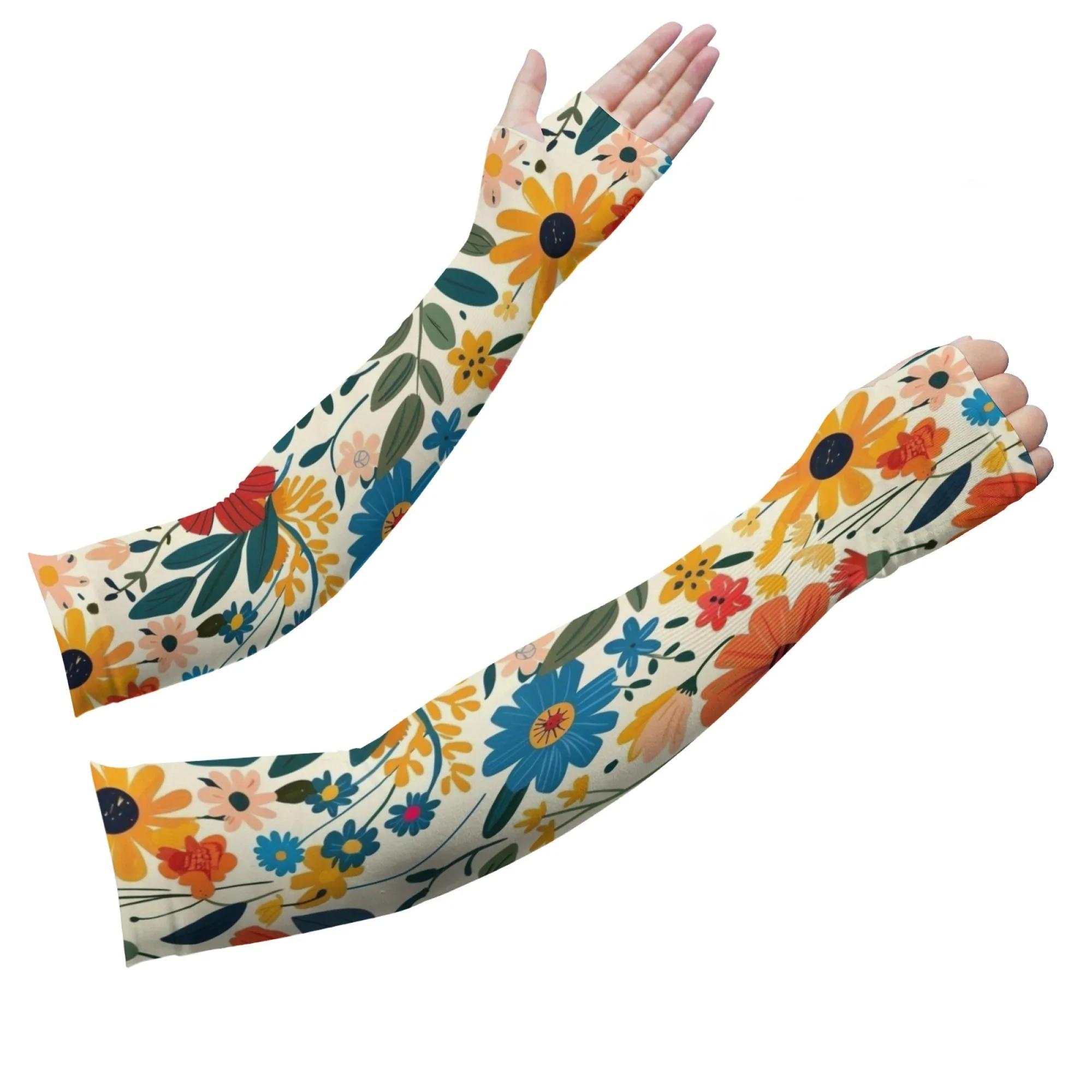 Bohemian Floral Print Arm Sleeves Non-slip Comfortable Lightweight Arm Sleeves Sports Fishing Gardening Protective Arm Sleeves