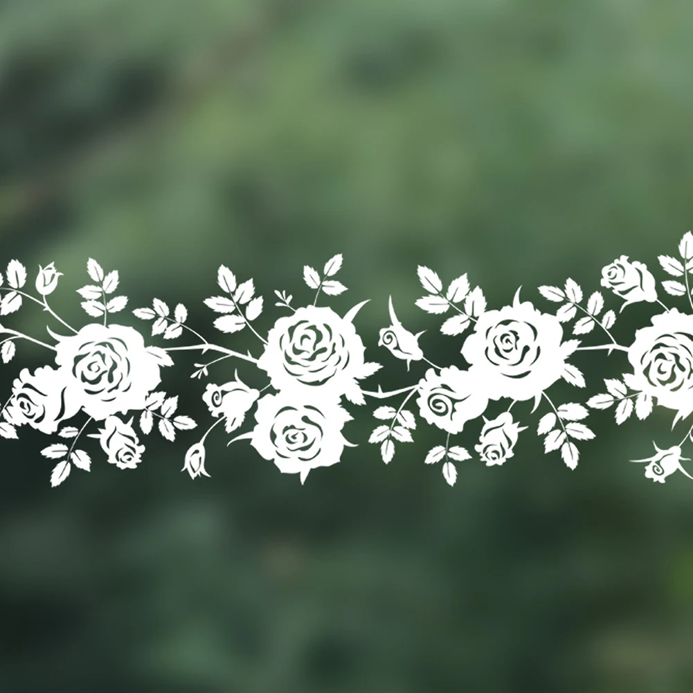 High Quality Hot Sale Wall Sticker Window Stickers 4.3*19.6inch Flowers Glass Stickers 2pcs Matte Effect Wall Stickers White
