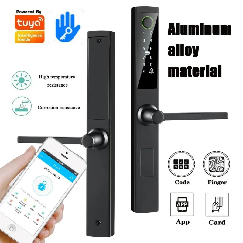 TTlock Smart Fingerprint Lock Broken Bridge Aluminum Waterproof Fingerprint Lock Narrow Door Sliding Password Tuya Lock