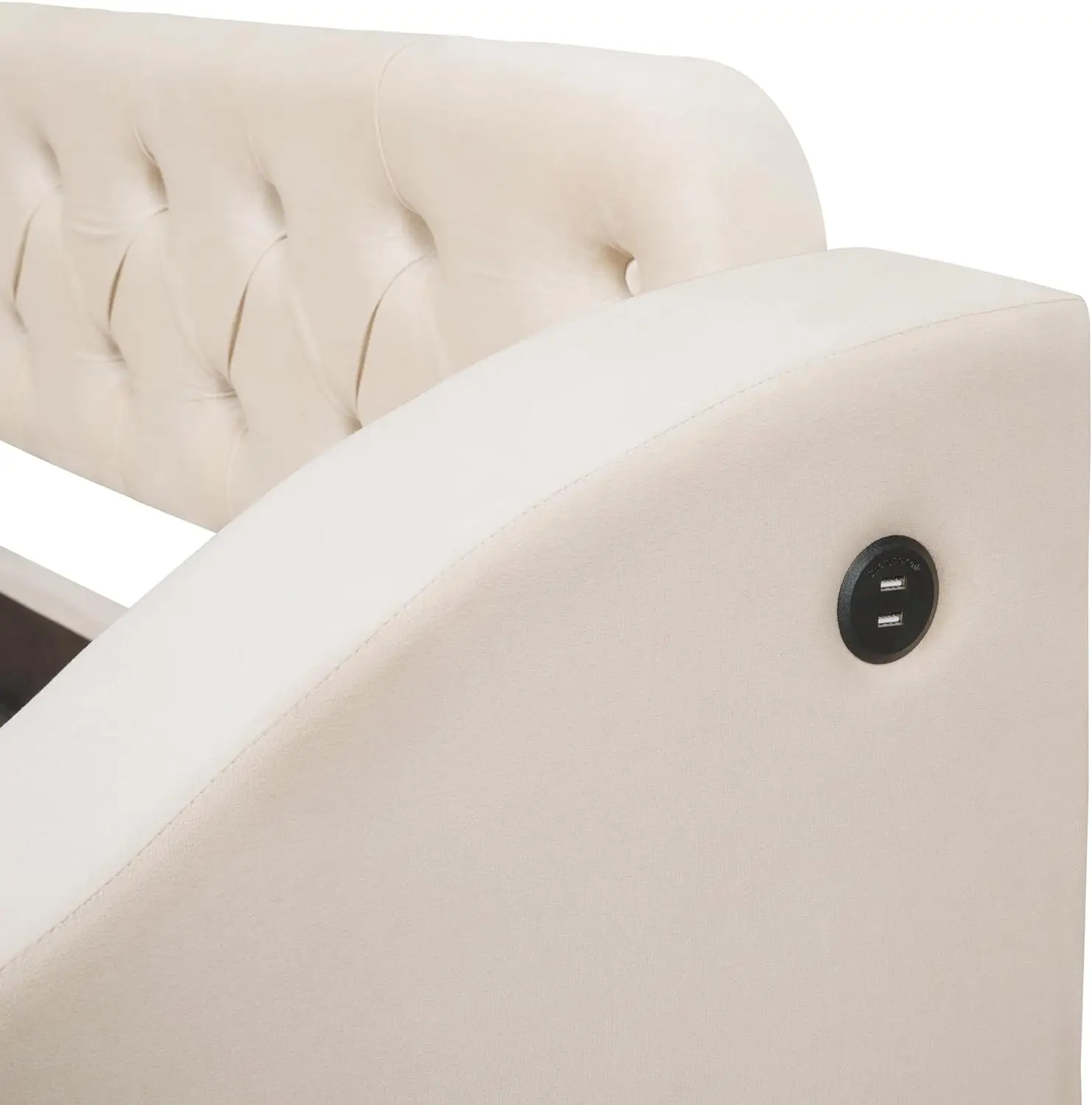 Duplo tamanho estofado Daybed com armazenamento braços, gavetas e porta USB, moldura de madeira dia cama com botão encosto e bolsos laterais