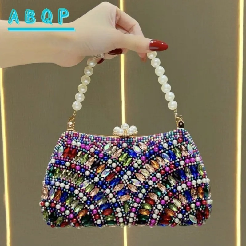 New Evening Women's Bag Luxury Brand Diamond-encrusted Dinner Party Clutch Bag Exquisite Fashion Women's Shoulder Crossbody Bag