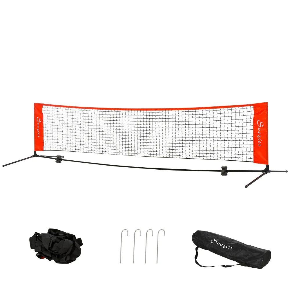 Ye Soozier 10ft Portable Soccer Tennis/Pickleball/Badminton/Mini Tennis Net w/ Sideline for Training, Red, with Included Storage Bag