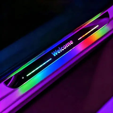 Özelleştirilmiş LED Araba Kapı Eşiği Şerit Işık Logosu Projektör USB Güçlü Hareketli Karşılama Pedalı Dekoratif Işık Ortam Oto Aksesuarları