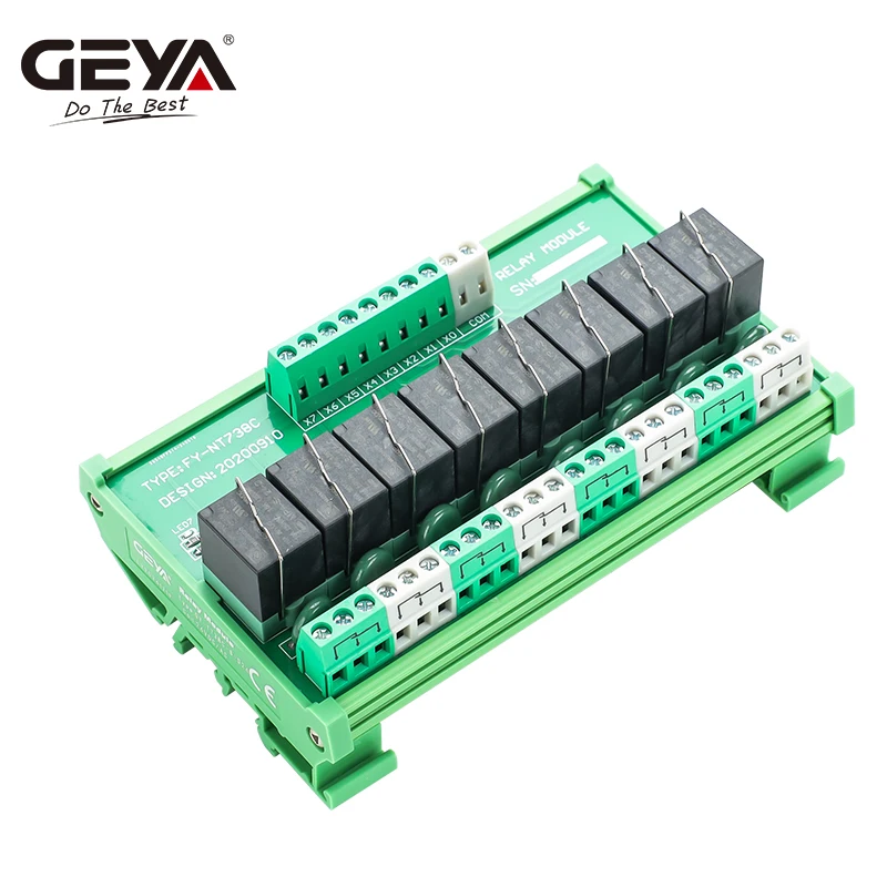 GEYA 4C/8C/16C Plug in Type Relay Module 1SPDT 1NC1NO Relay Module for AC DC 12V 24V 220V PLC Relay