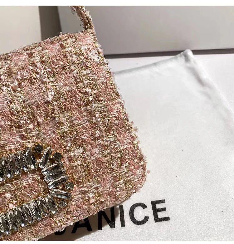 Glitter Shiny Sequins Febric Fashion Square Bag Women\'s Handbag Evening Bag Wedding Party Clutch Purse Shoulder Crossbody Bag