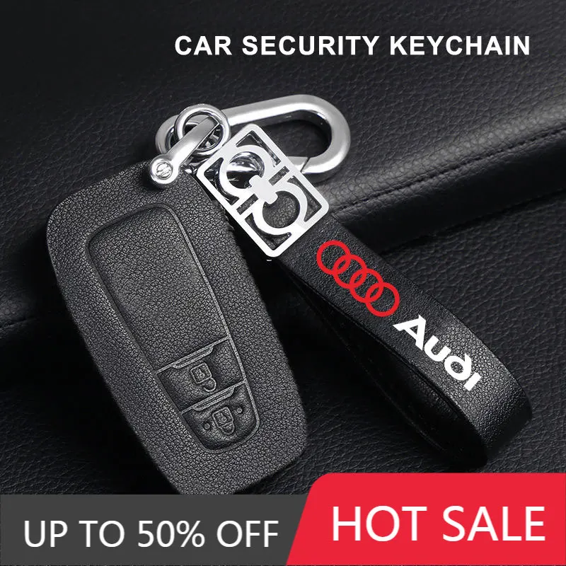 Luxury Leather Car Keychain Durable Emblems Metal Buckle Key Ring For Audi A3 A6 Q3 8P 8V 8L A5 A4 C6 C5 C7 4F A1 A7 A8 Q2 Q5
