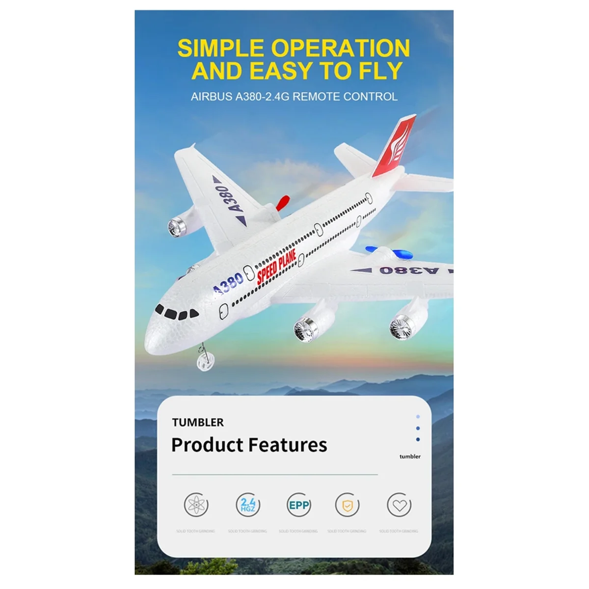 

AM-A380 RC Самолет 2,4G Игрушка с дистанционным управлением Игрушка с фиксированным крылом Самолет Гироскоп Открытый самолет Модель Подарок на день рождения для детей