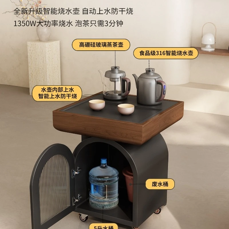 voor thuisgebruik, kleine theewagen, balkon op de bank, vrijetijdstheetafel voor thuisgebruik, kleine theetafel, waterkoker geïntegreerd