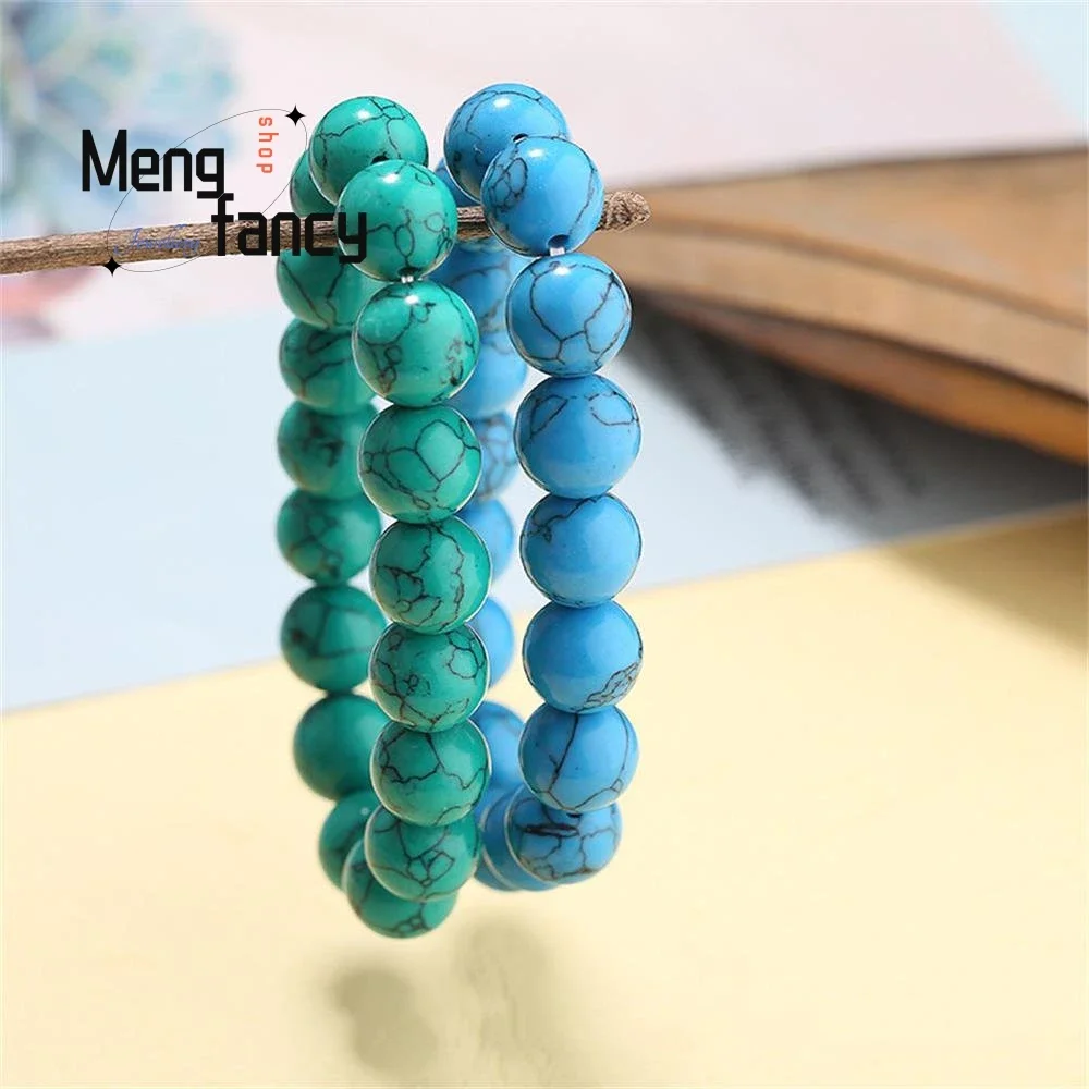 

Natural Fashion Turquoise Bracelet Couple Accessories Jewelry Sets Personalized Luxury Fine Charms Women Holiday Gifts Bangle