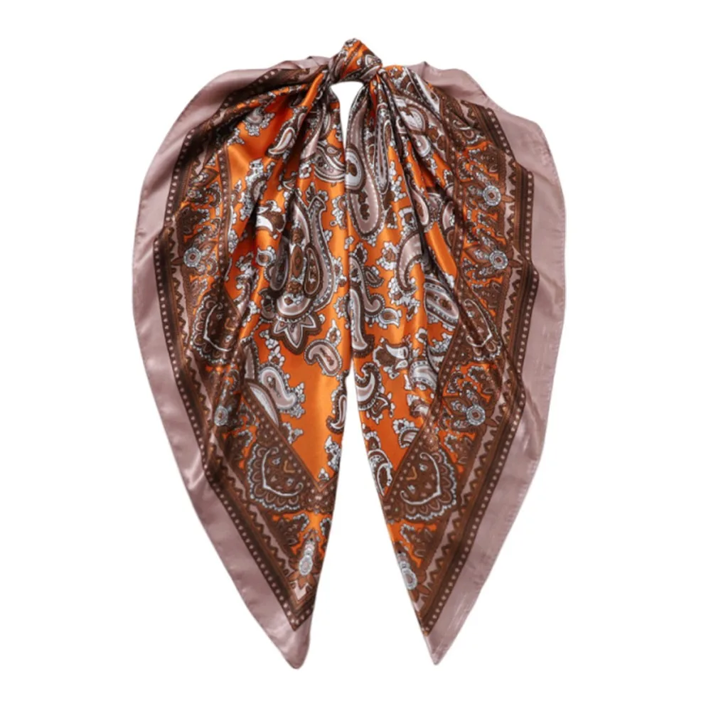 

90*90CM Paisley Print Handkerchief Cashew Flower Printed Smooth Texture Bandana Head Scarf Thin Fabric Vintage Style