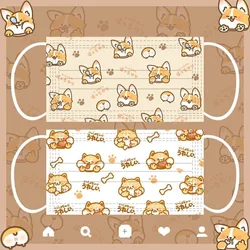 Cute Cartoon Puppy Printed Women Mask Hottie Outdoor Fashion Accessories Anime Animal Three-Layer Protective Dustproof Mask