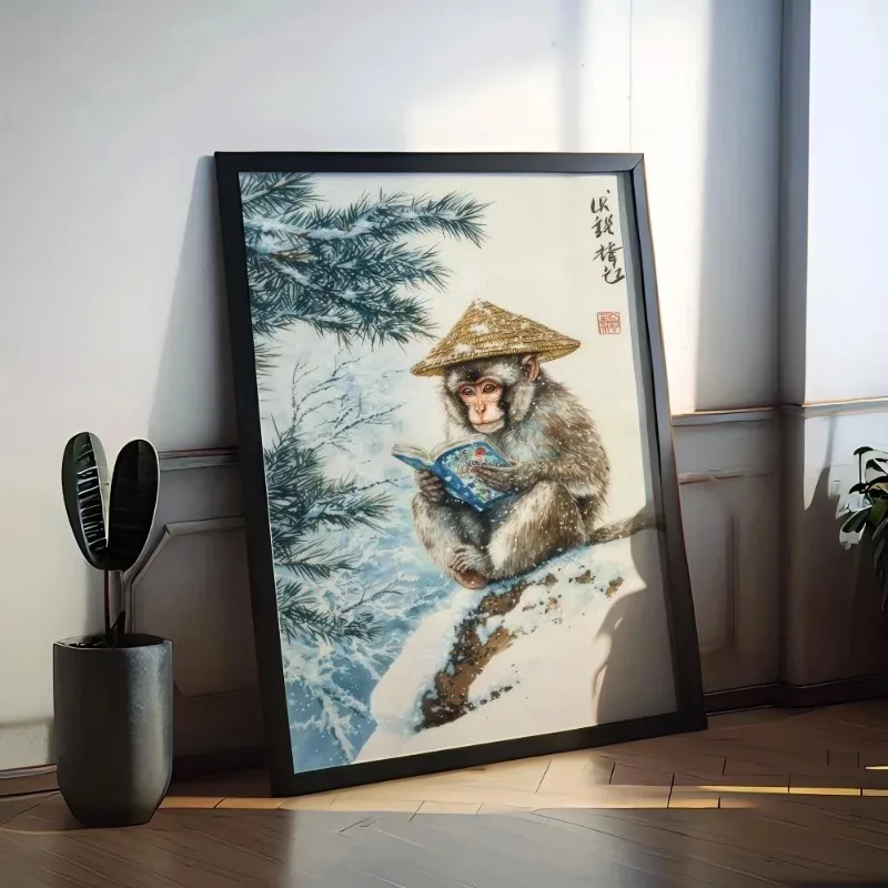 Japanese Ukiyoe Animal Art Zen Bear Otter Cat Monkey Honey Lover Print Japanese Inspired Pop Culture Wall Art Home Decor Artwork