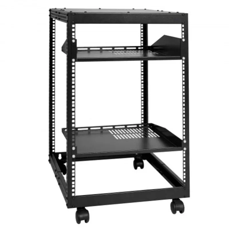15U Open-Frame-Serverrack, 58,5-101,6 cm/23-40 Zoll, tiefenverstellbar, freistehend oder zur Wandmontage, Netzwerk-Serverrack, 4-Säulen-AV-Rack mit Rollen, für alle Ihre Netzwerk-IT-Geräte,