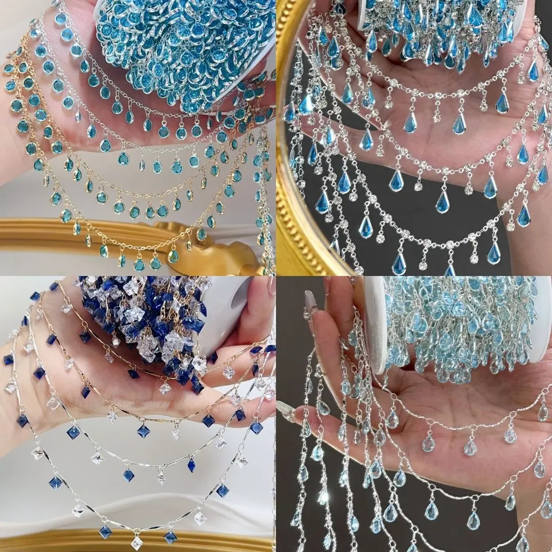 

0.5/1/2M Shiny Droplet Chain Crystal Tassel Necklace DIY Women Fashion Jewelry Bracelet Jewelry Clothing Decorate Accessories