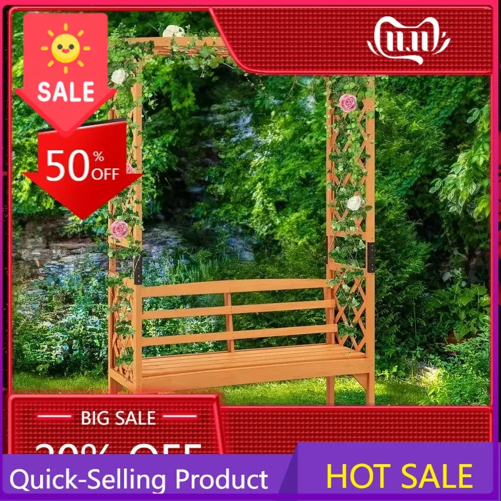 

Бестселлер: Деревянная садовая арка-пергола с сиденьем, 63x79 дюймов, уличная пергола для двоих, идеально подходит для вьющихся растений