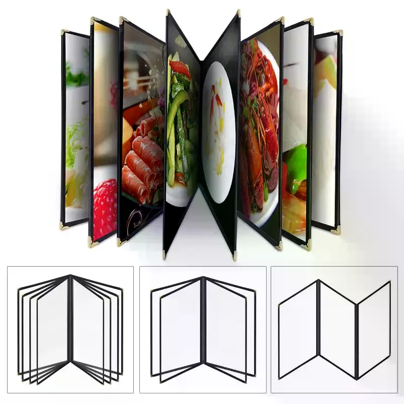 Protège-menu pliable en PVC transparent A4, réutilisable, porte-documents double face format A4, classeur à feuilles mobiles format Lettre pour restaurant