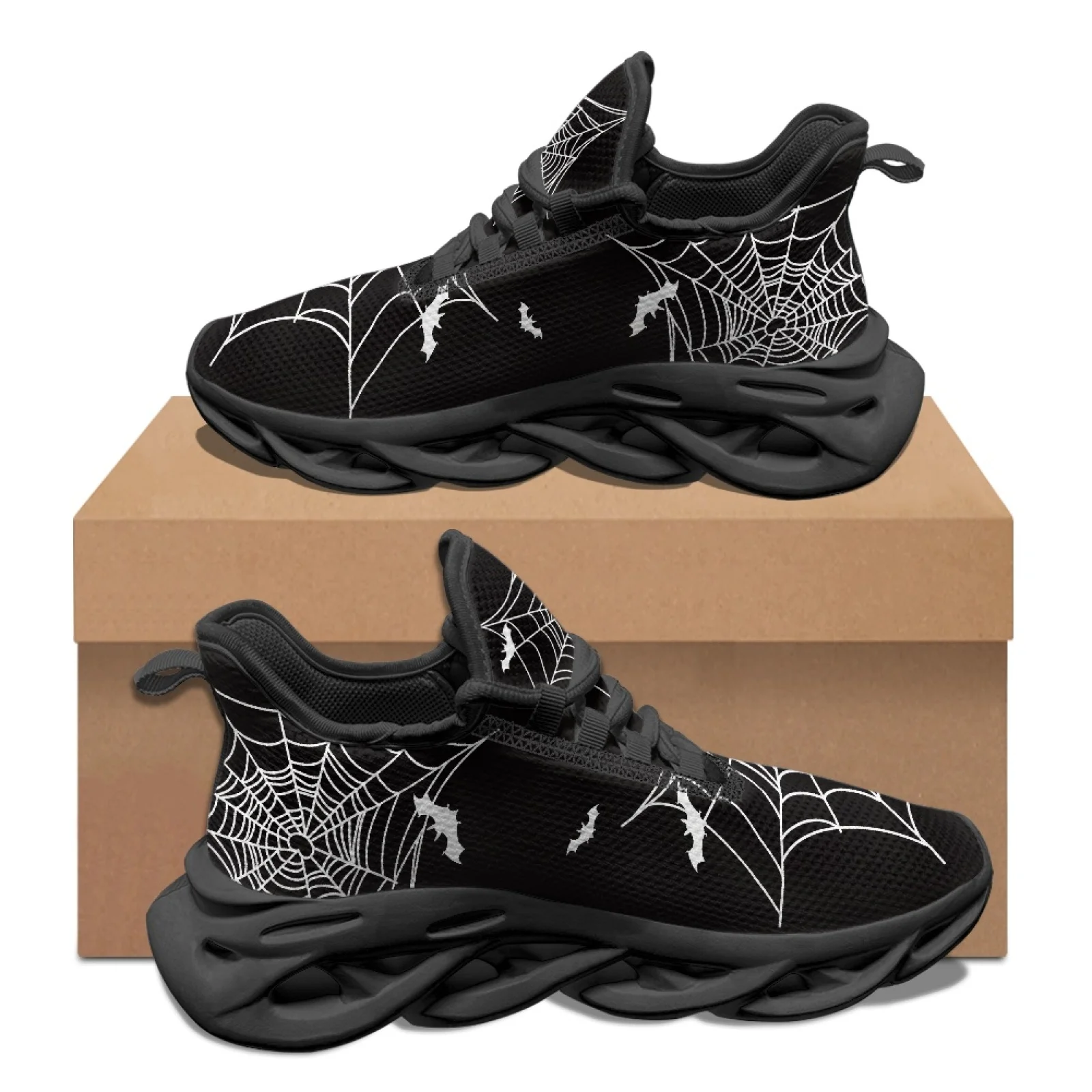 PENSTROLL Cushioned Athletic Footwear Breathable Sports Shoes for Jogging Men Spider Web Print