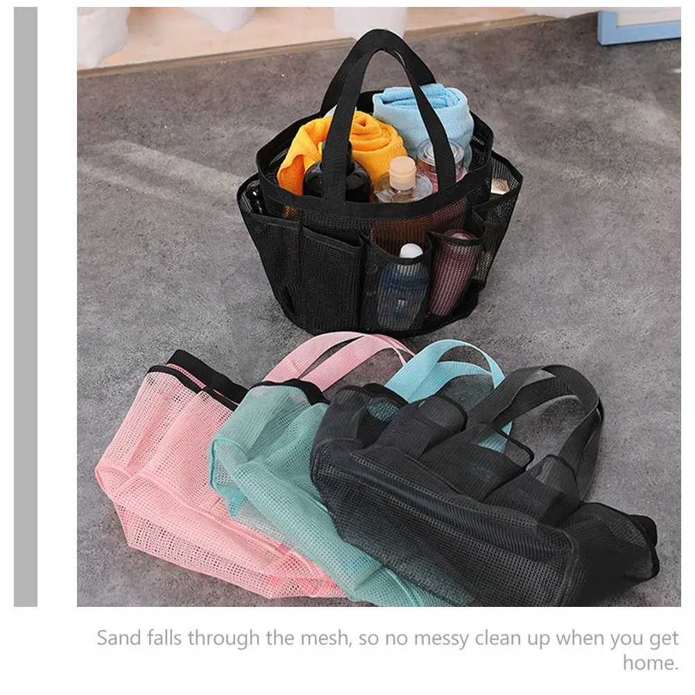 

Большая пляжная сумка-тоут с множеством карманов для женщин, органайзер для туалетных принадлежностей, портативная, устойчивая к песку сумка для бассейна, черная