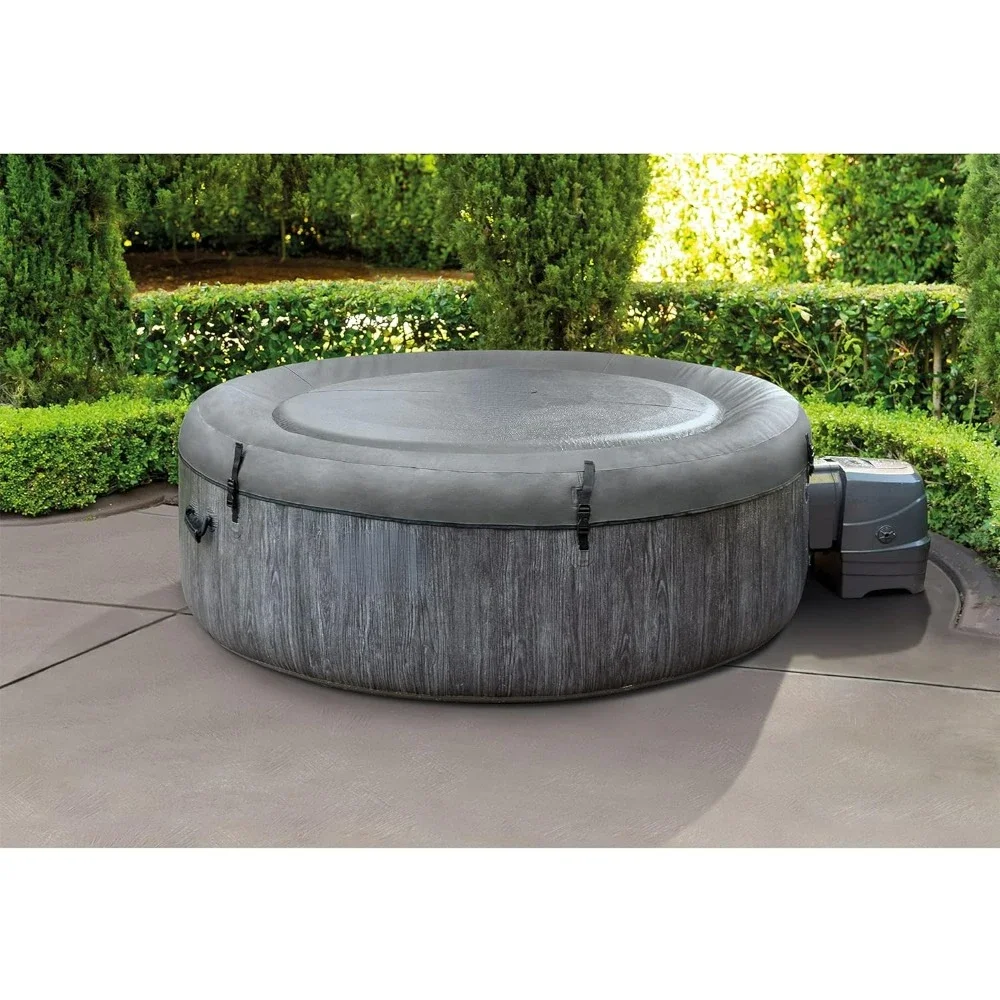 Inflatable Hot Tub,4 Person Outdoor Portable Spa with Multi-Color LED Light, Foam Headrests, and 140 Soothing Bubble Jets,pool