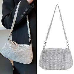 Shiny Rhinestone Evening Clutch Bag For Women Chain Shoulder Bag Fashion Underarm Bag Evening Party Wedding Handbags Phone Pouch