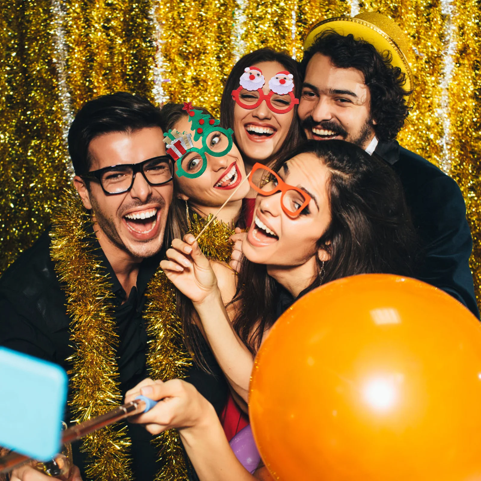 

5Pcs Christmas Glasses Frames Snowflake Tree Print Lightweight Comfortable Holiday Eyeglasses for Party Favors Photo Booth Props