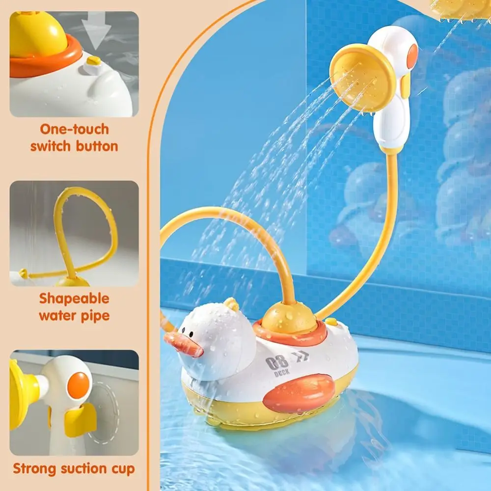 Divertidos juguetes eléctricos de agua para baño de bebé, patos de chorro de rotación, cabezal de ducha de baño, juego de juguetes de ducha de dibujos animados multifuncionales para bañera