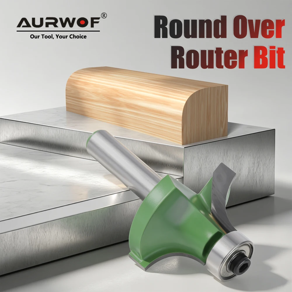 AURWOF 1PC Corner Rounding Router Bit Set 8mm Shank Carbide Wood Edge Milling Cutter R2.38-R12.7 Woodworking Tool