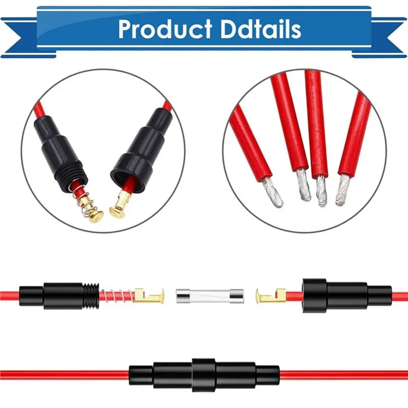

【CUSTOMER FAVORITE】Inline Screws Type+ 15 Values 150Pcs 10Pcs 5X20mm/6X30mm 18 AWG Fuse Holder Fast Blow Glass Fuses