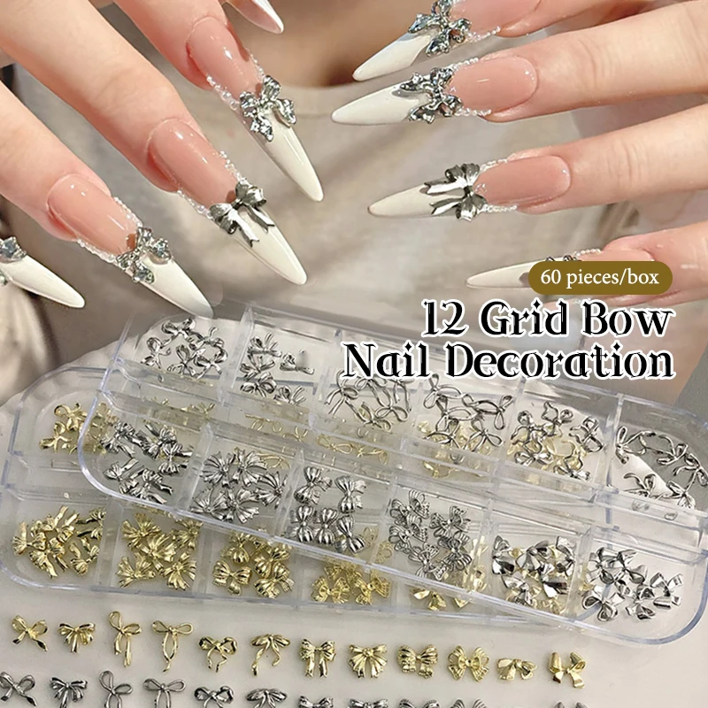 30/60 Pz 3D Lega Squisita Unghie artistiche Pendenti e Ciondoli di Lusso Kawaii Arco Nastro Gioielli Unghie Strass Decorazione Accessori FAI DA TE