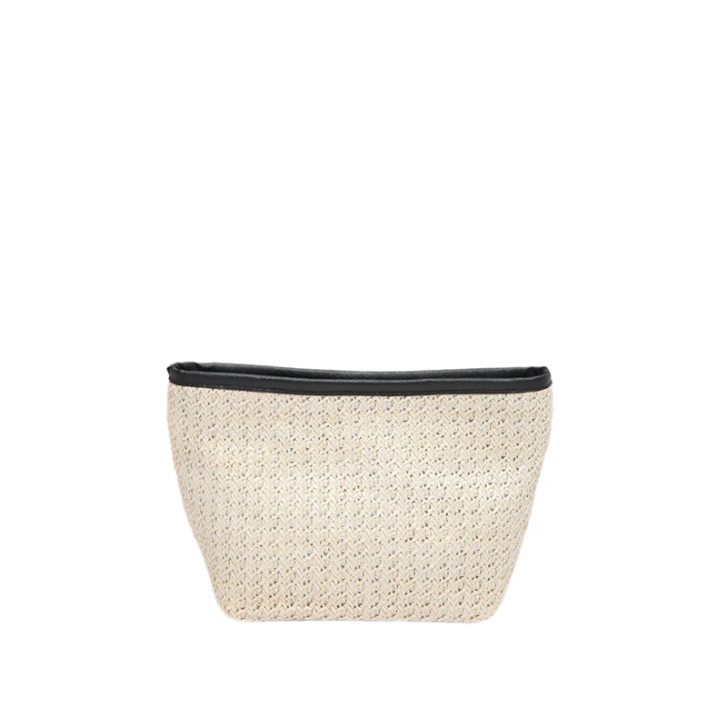 

Women Knitting Makeup Bag Large Capacity Hollow Woven Storage Bag PU Leather Portable Toiletry Case Bathroom Shower Travel Bag