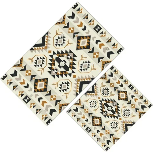 Cici Design Light Pattern Coffee Tone Rug Patterns Closet Takımı-60x100-50x60