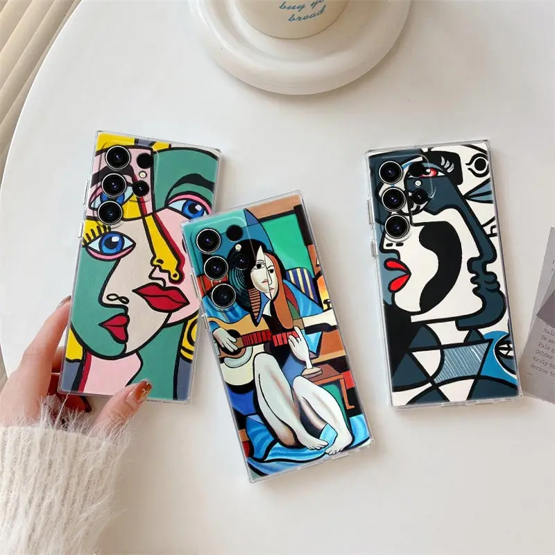 Abstract Art Painting Picassos Phone Case For Samsung S24 S23 Ultra S22 S20 Plus S21 FE Clear Cases Cover Galaxy S24Ultra Fundas