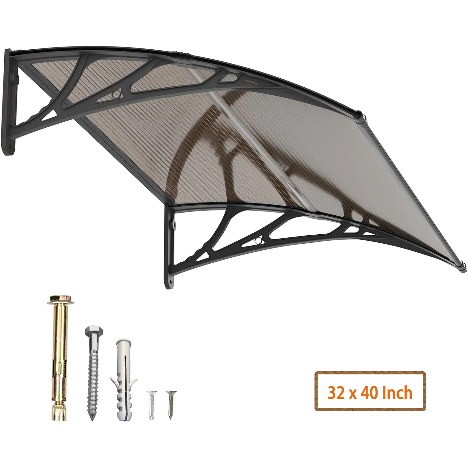 

GUANSU-CN Window Awning Canopy Door Exterior Patio Deck Porch Protection UPF 50+ Polycarbonate Eaves Sun Shutter