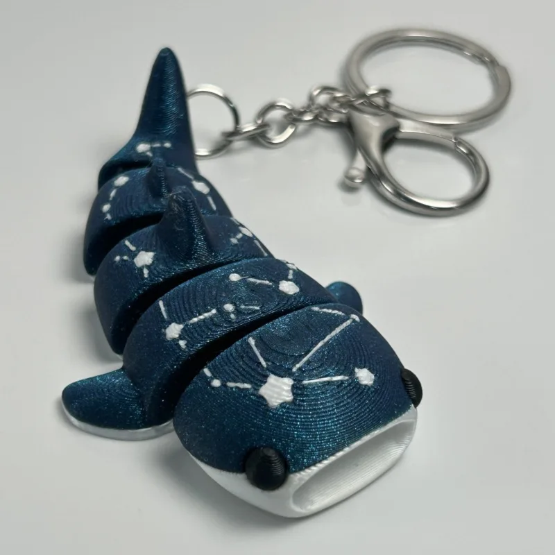 3D Printed Shark Popular Toy Model with Starry Sky Shark Figurine Realistic Model Keychain for Kids Christmas Gifts