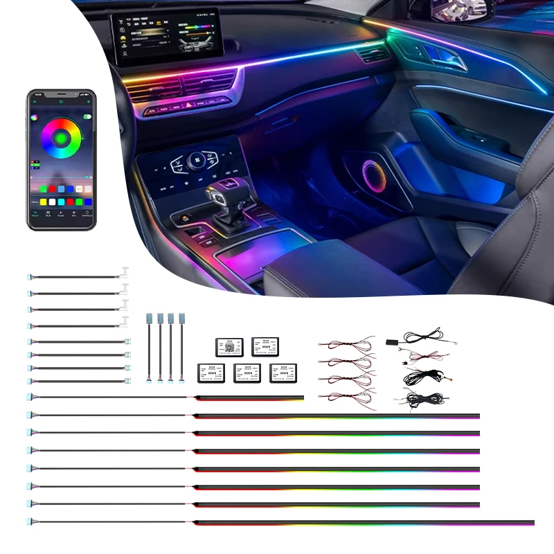 

New Style Car Ambient Light 10 in 1 Car Atmosphere Strip Ambient Lights Chasing Lights Ambient Neon El Wire Strip