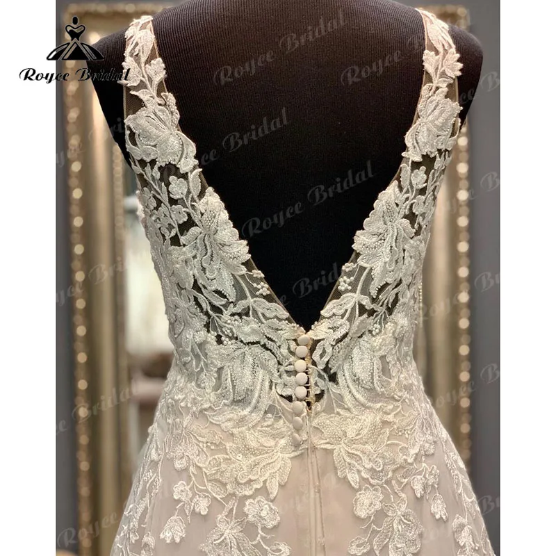 Vestidos profundo decote em v rendas apliques sem costas vestido de casamento blush rosa trem varredura tule vestidos de casamento trouwjurk longo nupcial 2023