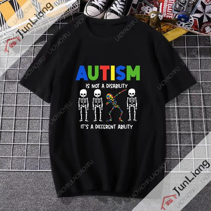 Autistic Special T-shirt Comfortable hip hop graphic loose unisex shirt Short sleeved crew collar top