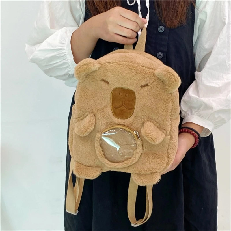 Playful Capybara Cartoon Backpack Convenient Bag Friendly Animal Photo Props Stable Mental Animal for Teens