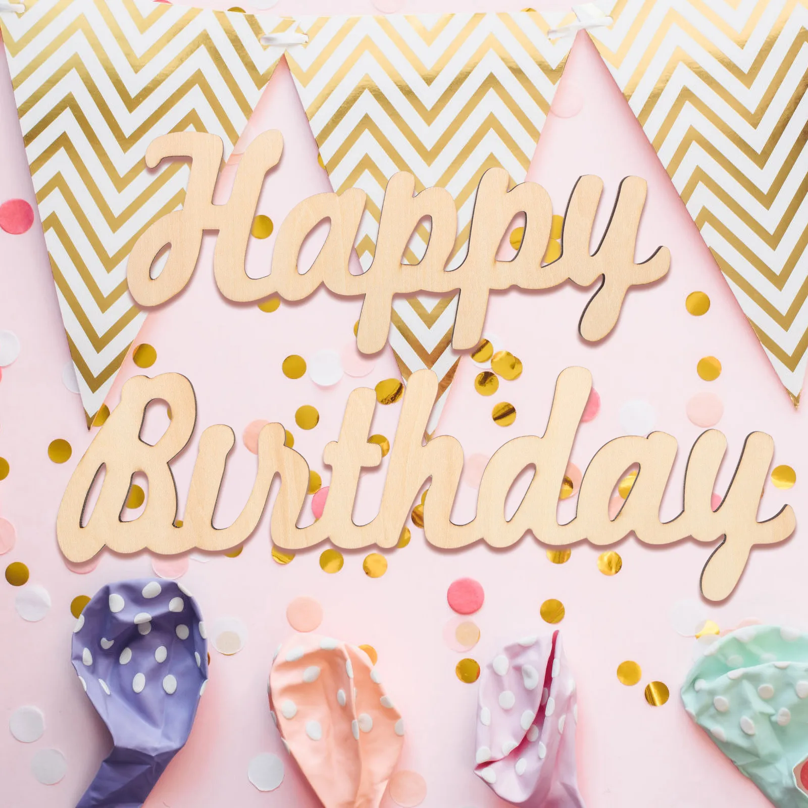 

Birthday Wooden Decorations Wall Sticker Happy Plaque Photo Prop Party Window Decal Reusable Easy Install Remove Themed Room