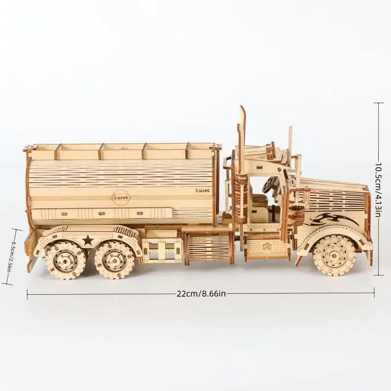 Puzzle in legno 3D Modello di camion del carburante Kit di blocchi di costruzione Assemblaggio Puzzle Giocattolo Regalo per bambini Modello di camion per adulti Decorazione regalo