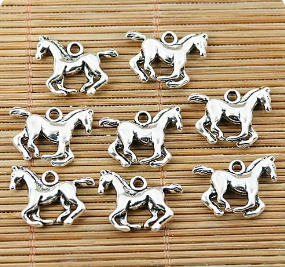 22pcs 18*14.7mm hole 1.8mm tibetan silver 3D running horse charms for jewelry making HWEF1496