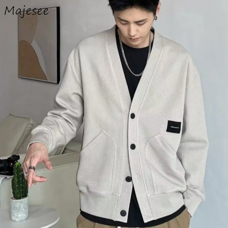 

Jackets Men Knitted Simple Coats Handsome All-match Outwear High Street Casual Streetwear Y2k Clothes Korean Fashion Gentle Ins