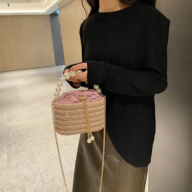 YOUDEYISI Luxury Evening Purses For Women Dazzling Pearl Beads Chain Crossbody Bag Dinner Party Clutch Luxury Designer Handbags