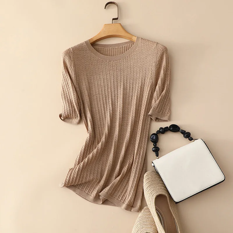 

16gg summer new arrival 100% merino wool cable sweaters women