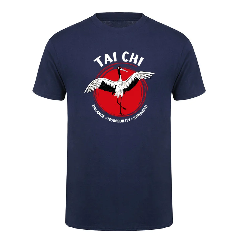 Tai Chi Crane Balance Tranquility Strength T-shirt Qigong Martial Arts Graphic T Shirts Zen Meditation Style DA-1115
