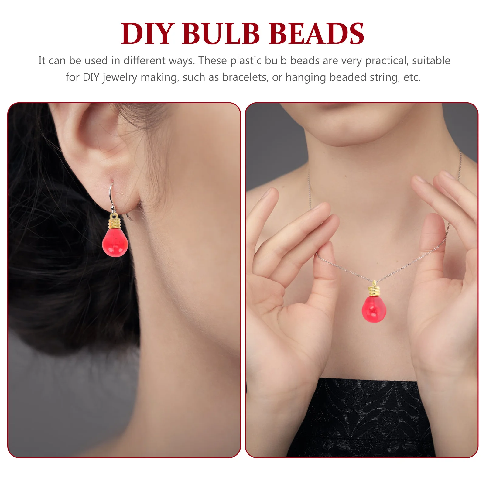 

1Pack DIY Plastic Bulb Beads Christmas Decorations Handmade Jewelry Accessories Xmas Christmas Bulb Beads DIY Pendant