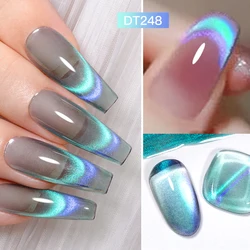 MEET ACROSS 7ml Blue Glass Magnetic Gel Nail Polish Glitter Crystal Jelly Rainbow Cat Magnetic UV Gel Semi Permanent Varnish